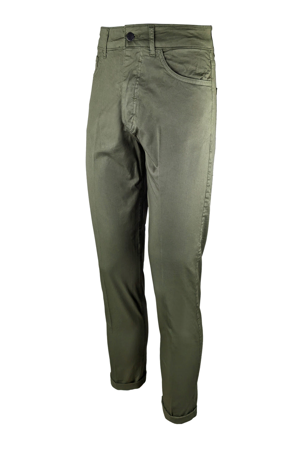 Pantalone uomo in cotone modello 5 tasche - VERDE MILITARE