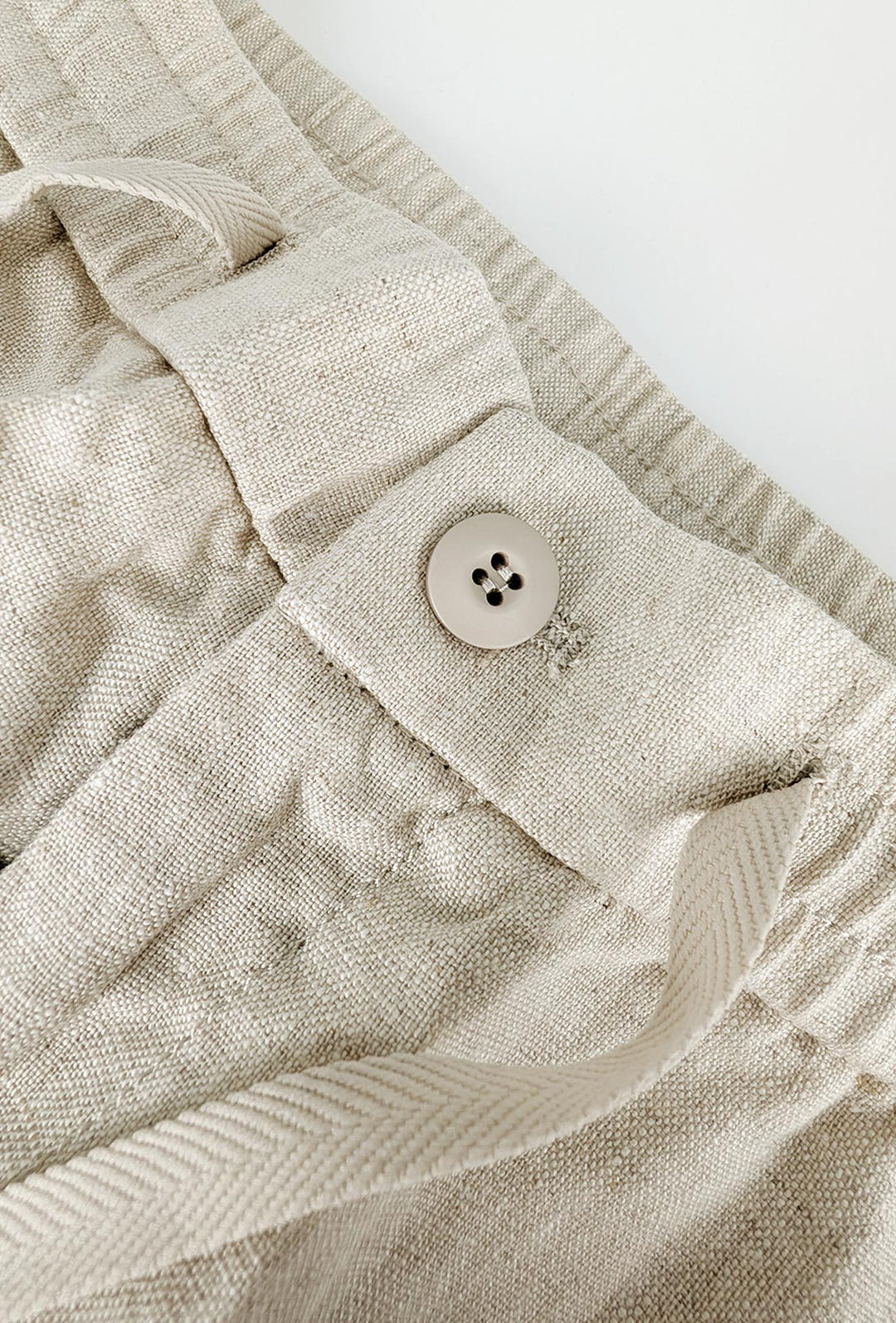 Pantalone 100% Lino Uomo confort fit con elastico - BEIGE
