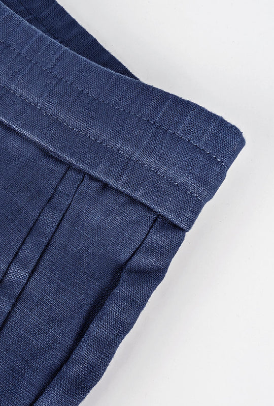 Pantalone 100% Lino Uomo confort fit con elastico - BLU