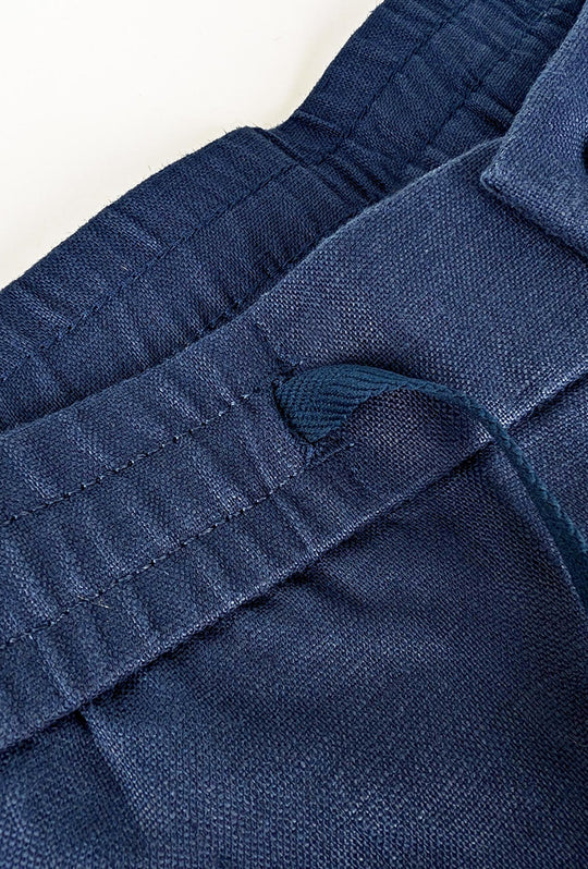 Pantalone 100% Lino Uomo confort fit con elastico - BLU