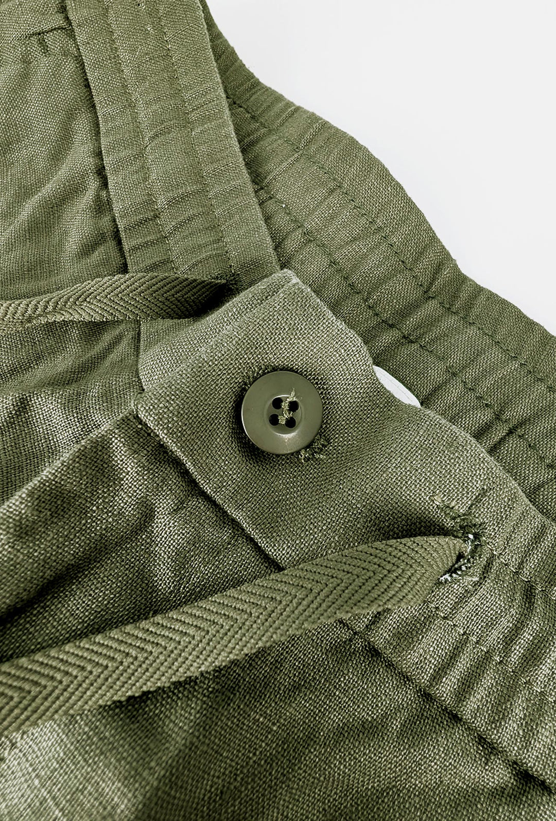 Pantalone 100% Lino Uomo confort fit con elastico - VERDE MILITARE