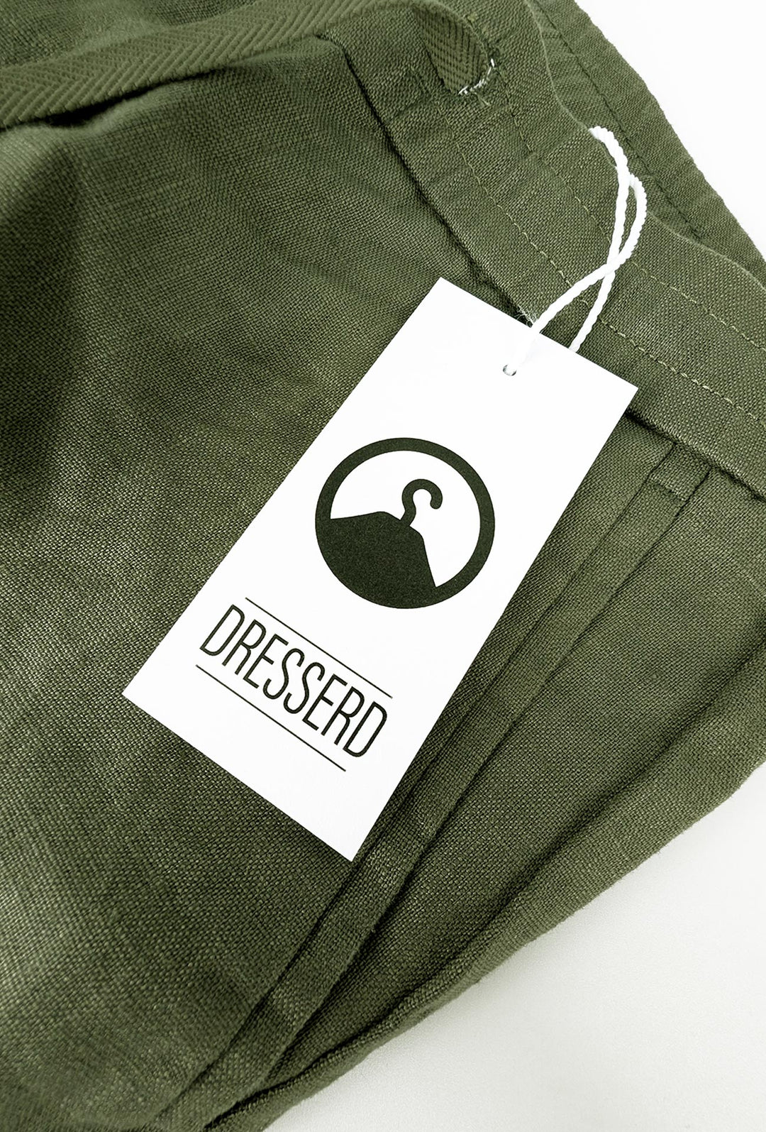 Pantalone 100% Lino Uomo confort fit con elastico - VERDE MILITARE