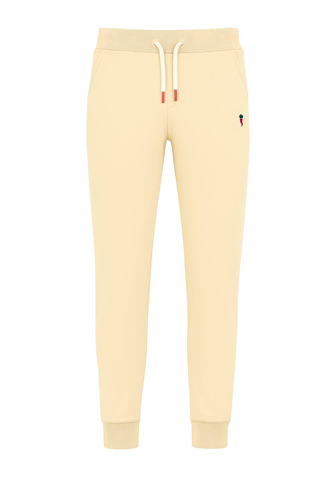 Pantalone di tuta in cotone leggero polsino pantaloni fitness tinta unita - BEIGE