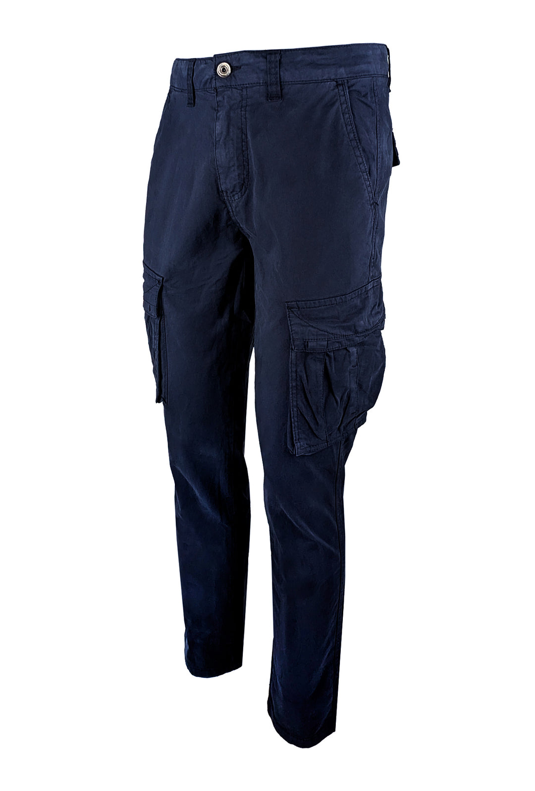 Pantalone uomo elasticizzato con tasconi cargo cotone leggero - BLU