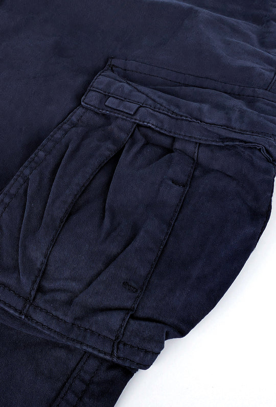 Pantalone uomo elasticizzato con tasconi cargo cotone leggero - BLU