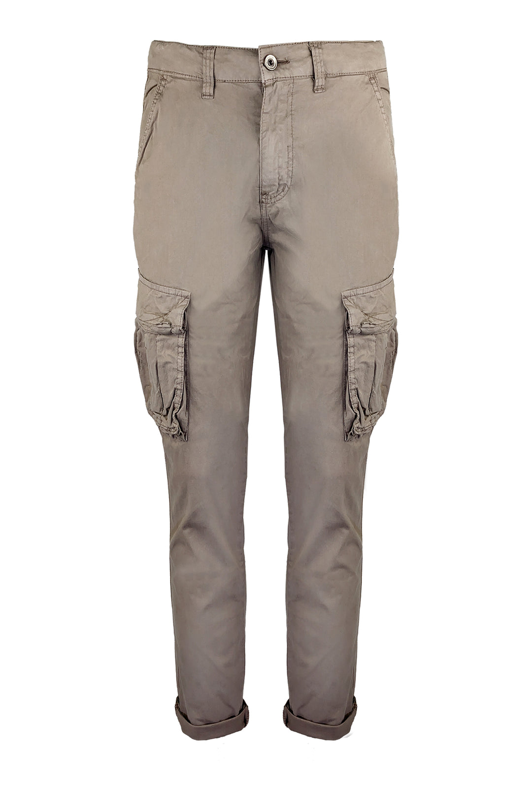Pantalone uomo elasticizzato con tasconi cargo cotone leggero - BEIGE
