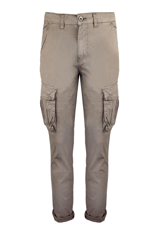 Pantalone uomo elasticizzato con tasconi cargo cotone leggero - BEIGE