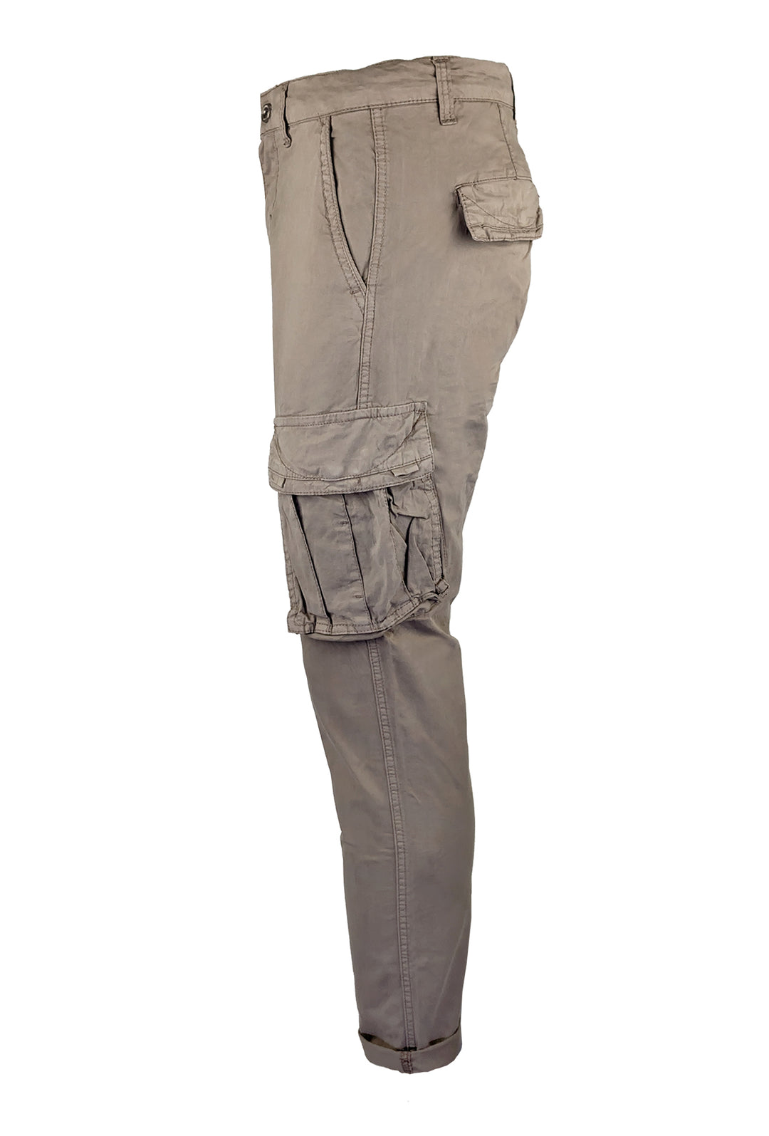 Pantalone uomo elasticizzato con tasconi cargo cotone leggero - BEIGE