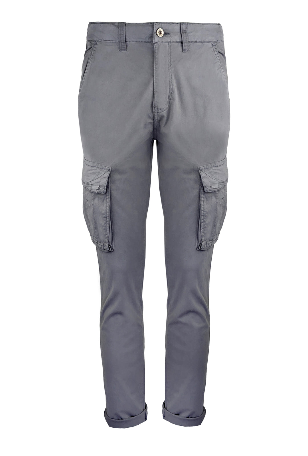 Pantalone uomo elasticizzato con tasconi cargo cotone leggero - GRIGIO