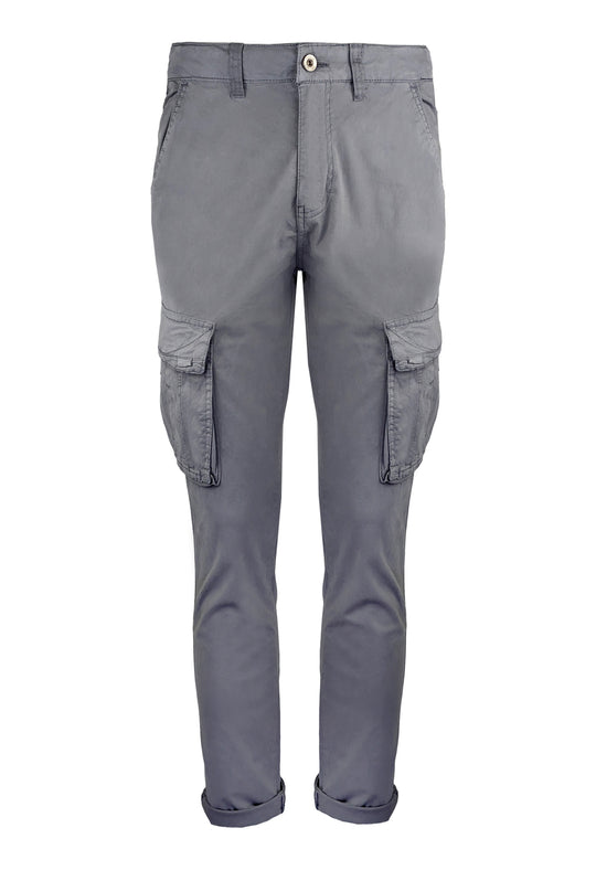 Pantalone uomo elasticizzato con tasconi cargo cotone leggero - GRIGIO