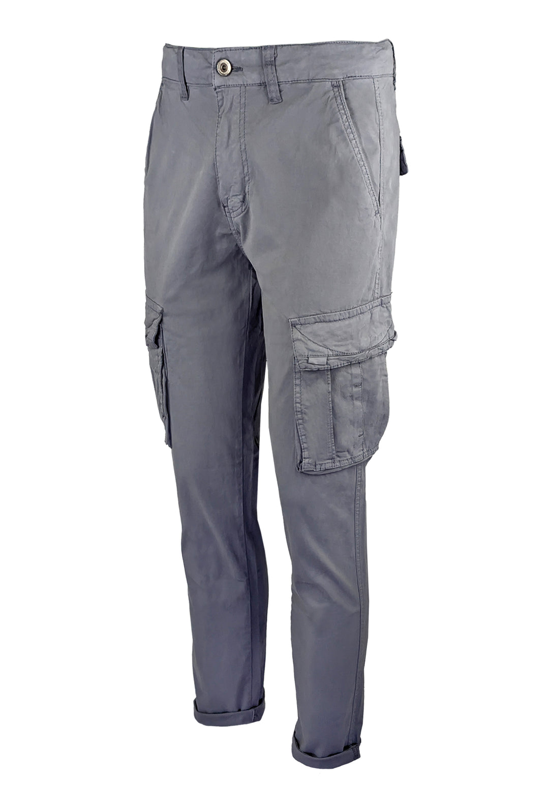 Pantalone uomo elasticizzato con tasconi cargo cotone leggero - GRIGIO