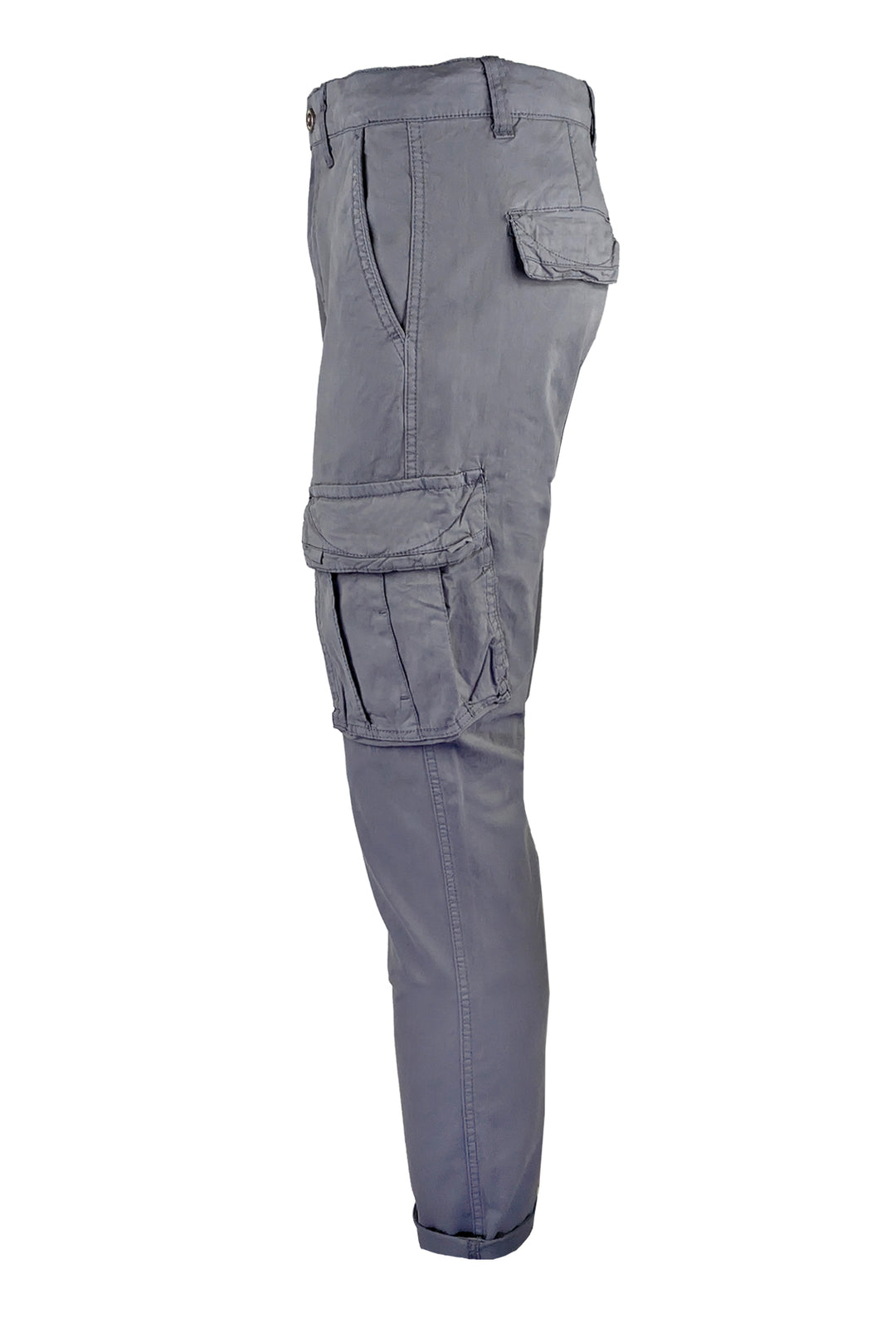 Pantalone uomo elasticizzato con tasconi cargo cotone leggero - GRIGIO