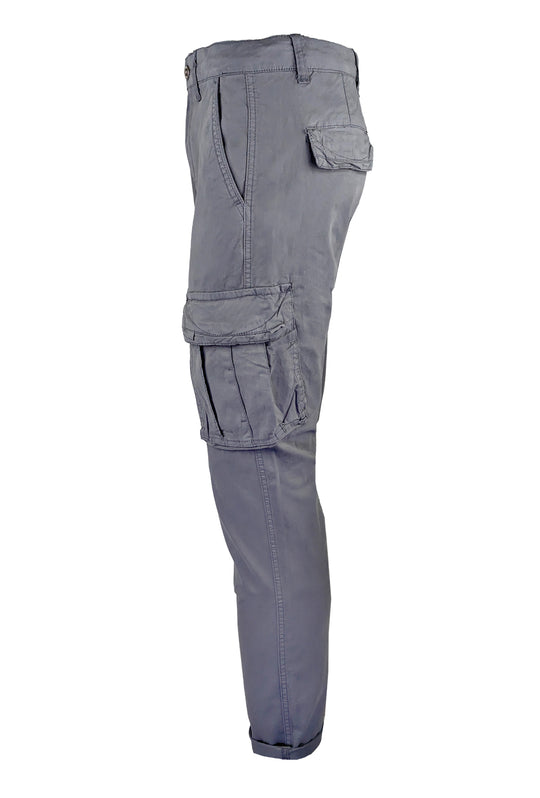 Pantalone uomo elasticizzato con tasconi cargo cotone leggero - GRIGIO
