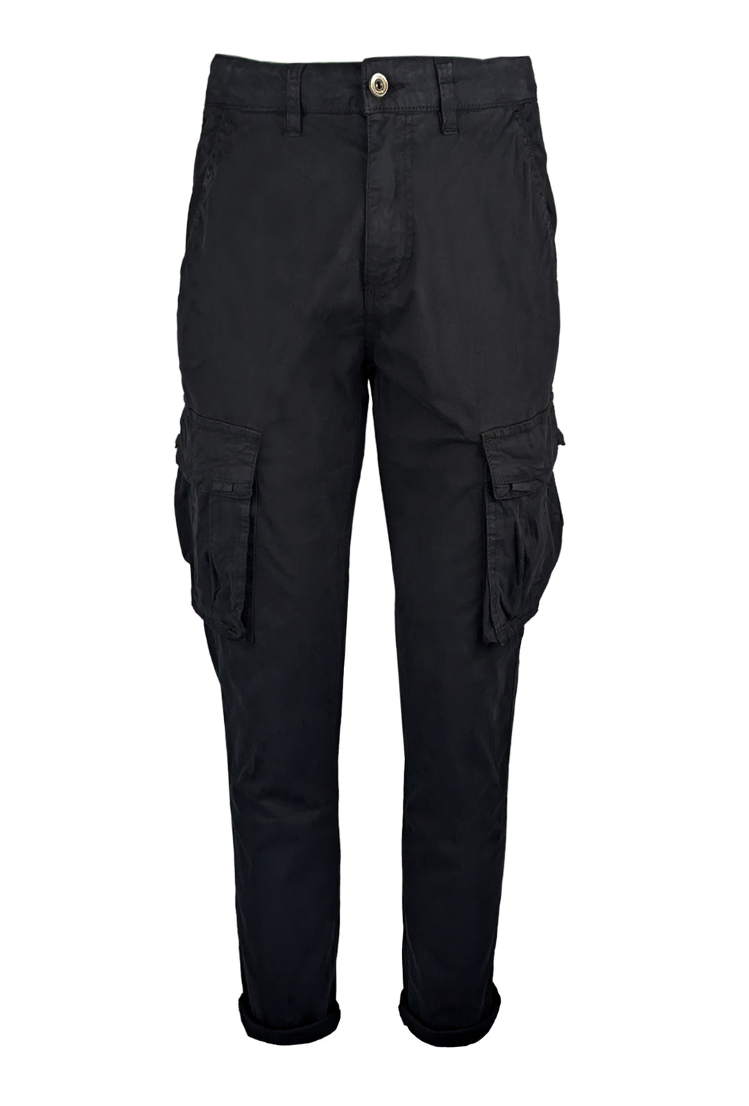 Pantalone uomo elasticizzato con tasconi cargo cotone leggero - NERO