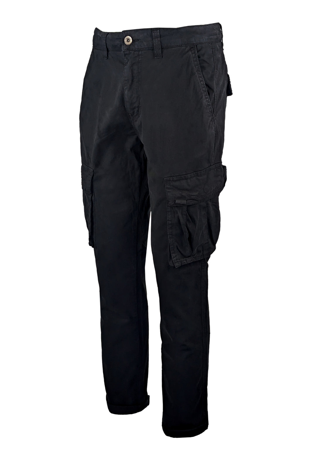 Pantalone uomo elasticizzato con tasconi cargo cotone leggero - NERO