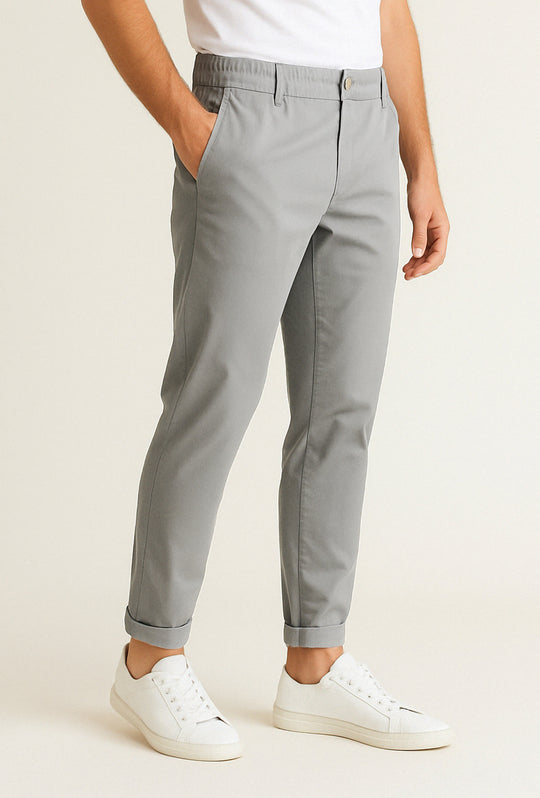Pantalone Uomo cotone con Elastico Pantalaccio - GRIGIO