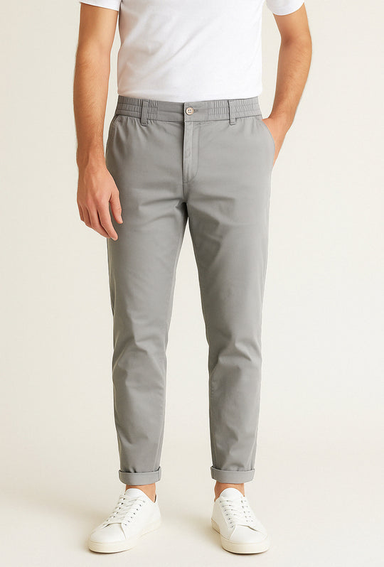 Pantalone Uomo cotone con Elastico Pantalaccio - GRIGIO