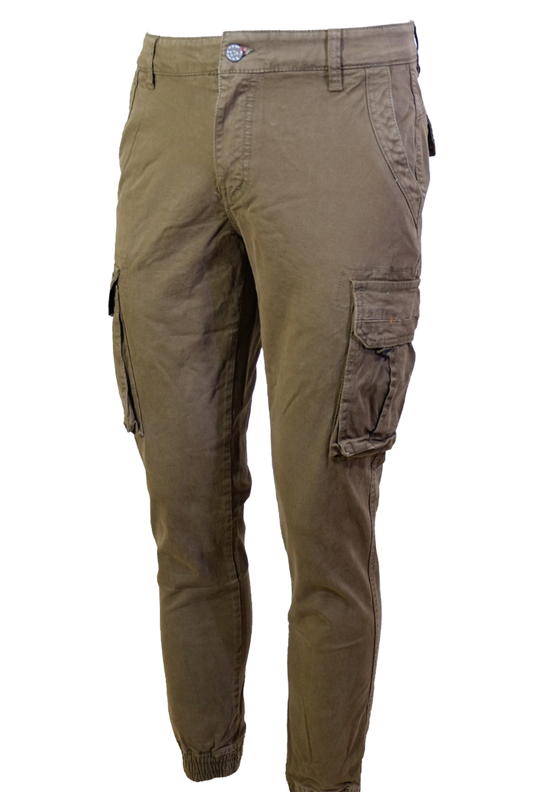 Pantalone Uomo Cargo Dresserd Pantaloni lunghi Gamba Stretta Con Polsino Pantalone Autunno Inverno - MARRONE