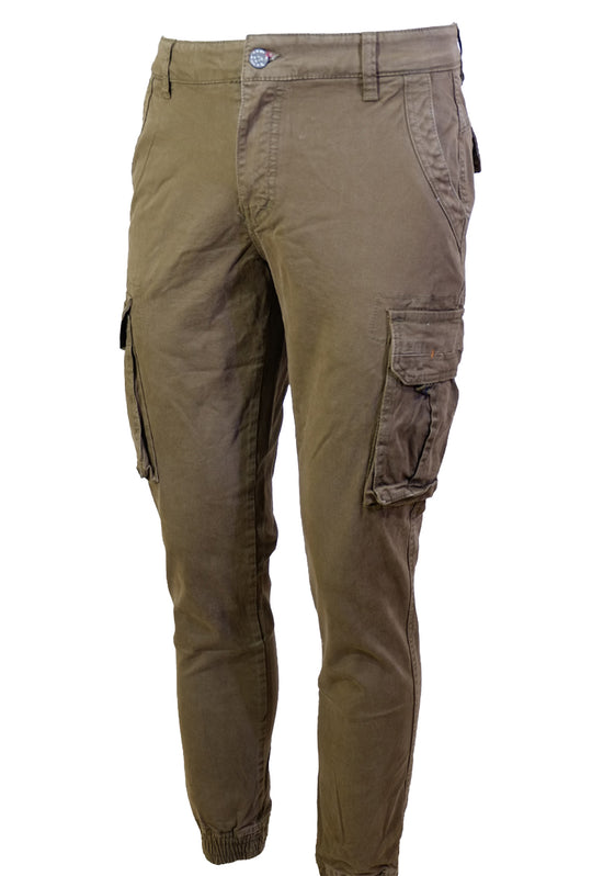 Pantalone Uomo Cargo Dresserd Pantaloni lunghi Gamba Stretta Con Polsino Pantalone Autunno Inverno - MARRONE