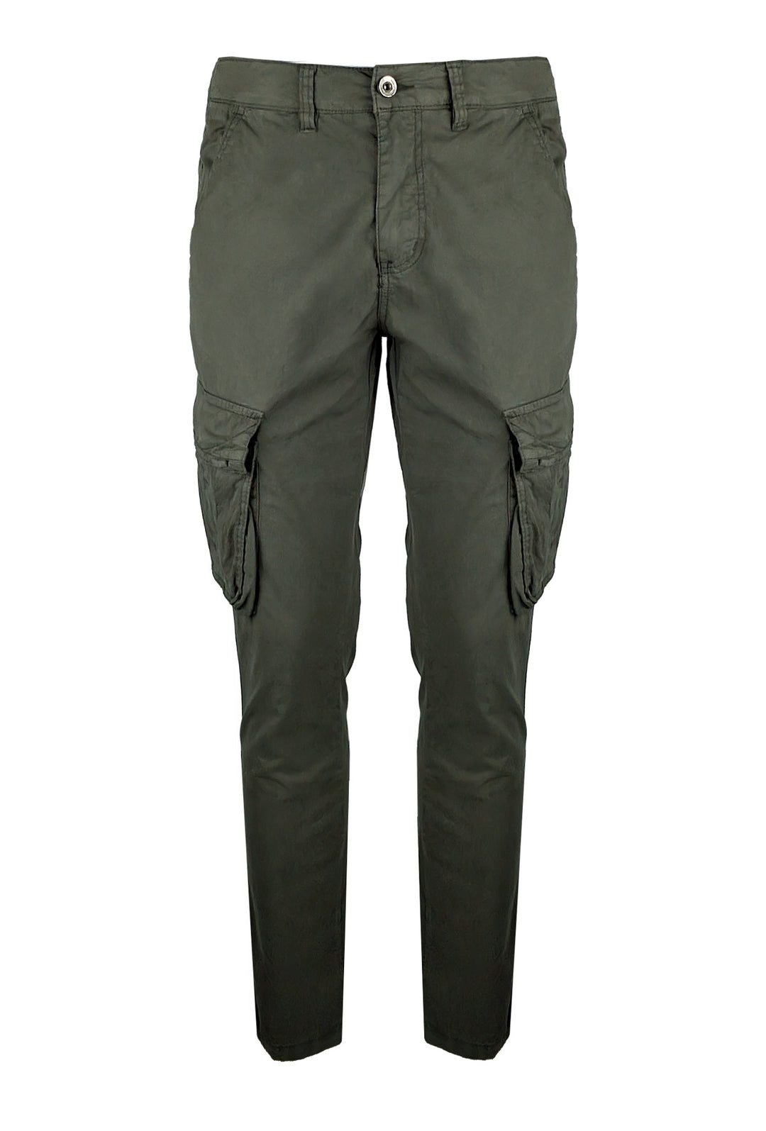 Pantalone uomo elasticizzato con tasconi cargo cotone leggero - VERDE MILITARE