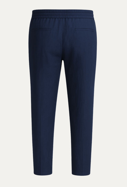 Pantalone 100% Lino Uomo confort fit con elastico - BLU