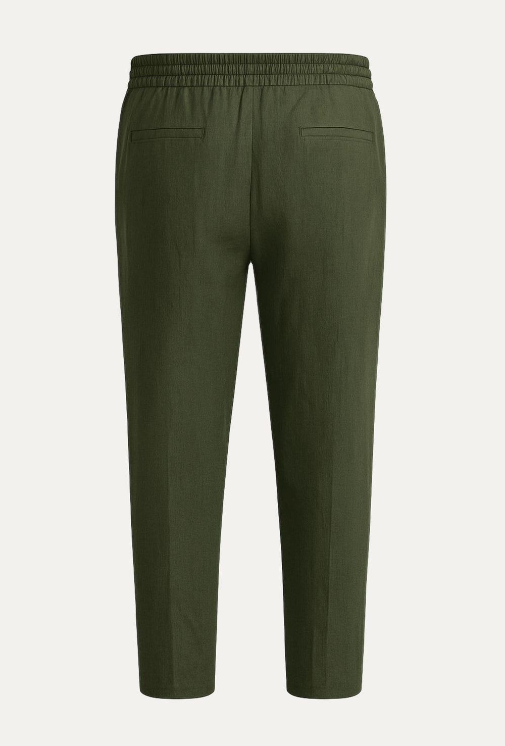 Pantalone 100% Lino Uomo confort fit con elastico - VERDE MILITARE