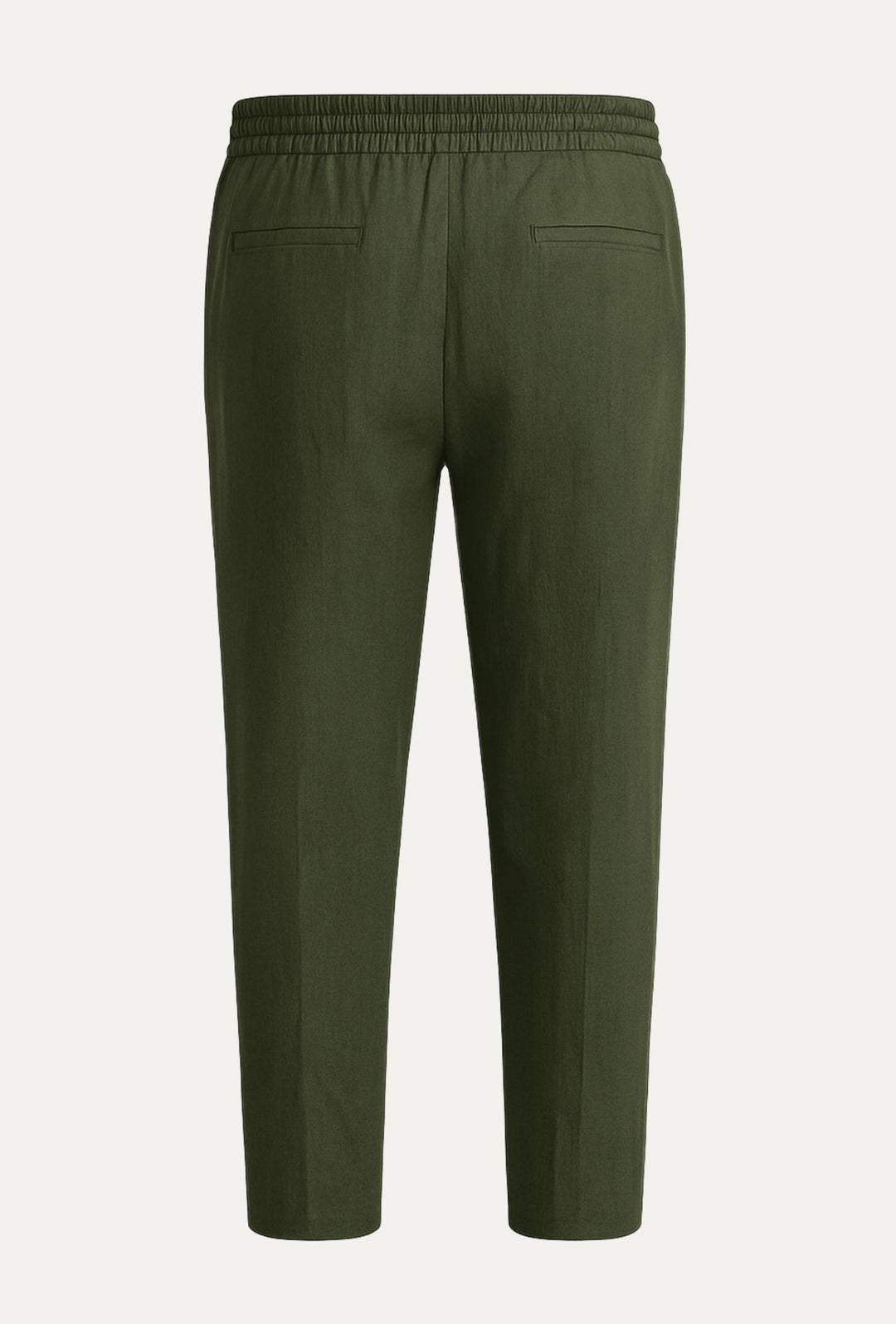 Pantalone 100% Lino Uomo confort fit con elastico - VERDE MILITARE