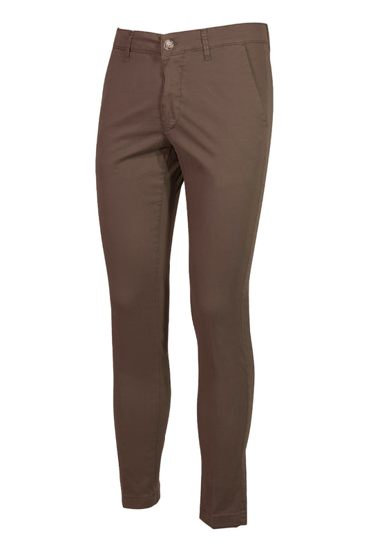 Pantalone Uomo Cotone Leggero Made in Italy Slim Fit Gamba stretta, Pantaloni uomo Dresserd - MARRONE