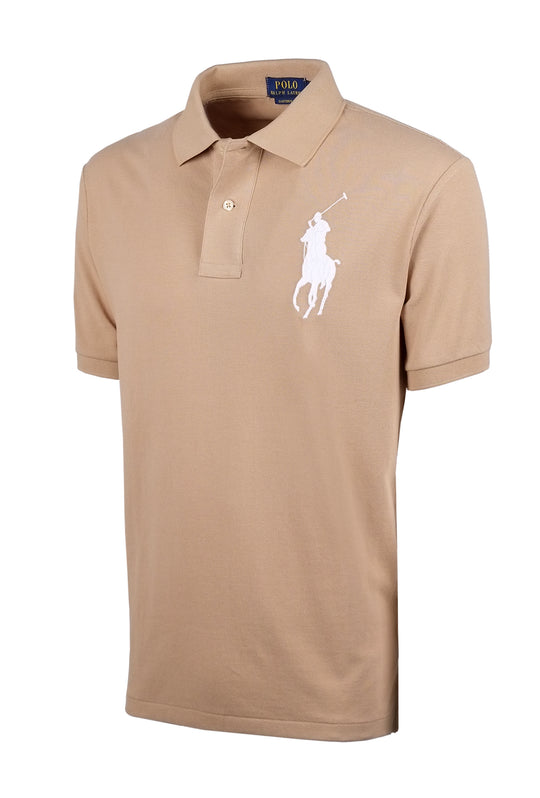 Polo uomo Ralph Lauren Big Pony Custom Slim Fit mezza manica- BEIGE