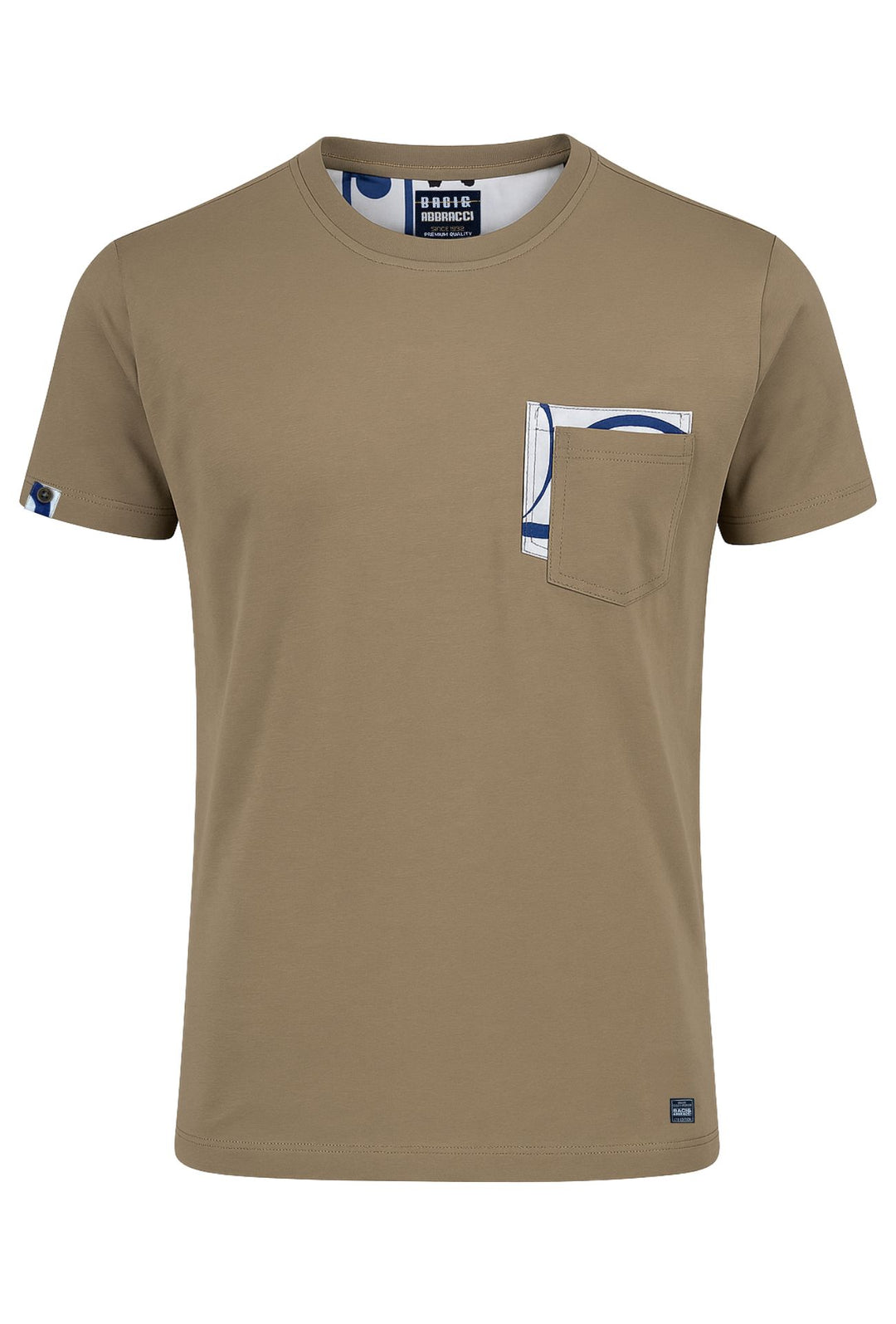 T-Shirt uomo Baci & Abbracci con taschino colorato - FANGO