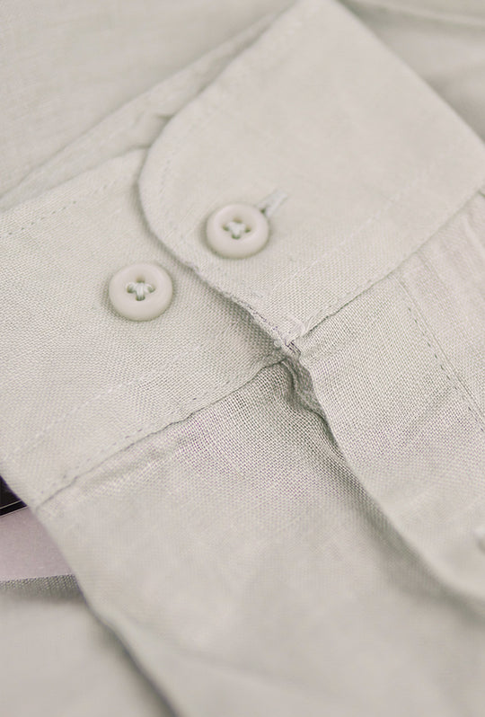 Camicia Uomo Manica Lunga 100% Lino Collo Coreano Semi Slim Fi Camicie Dresserd Uomo - BEIGE