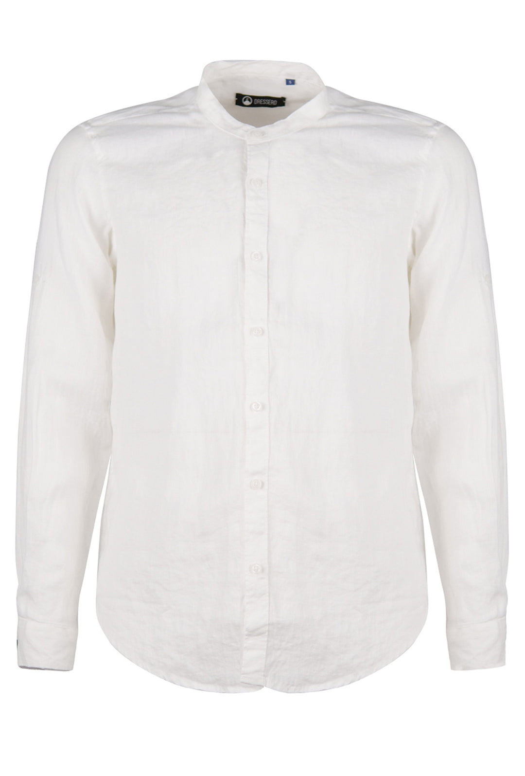 Camicia Uomo Manica Lunga 100% Lino Collo Coreano Semi Slim Fi Camicie Dresserd Uomo - BIANCO