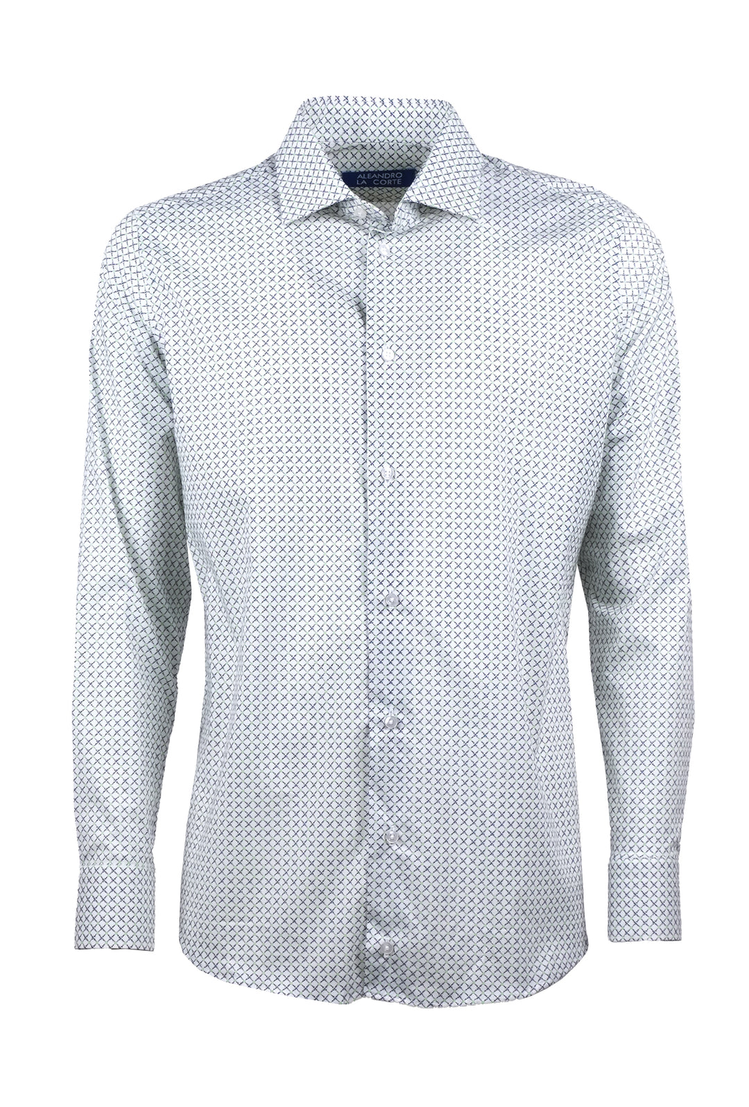 CAMICIA UOMO MICRO FANTASIA MANICA LUNGA IN COTONE COLLO FRANCESE