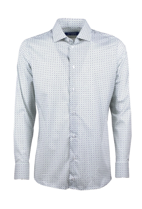 CAMICIA UOMO MICRO FANTASIA MANICA LUNGA IN COTONE COLLO FRANCESE