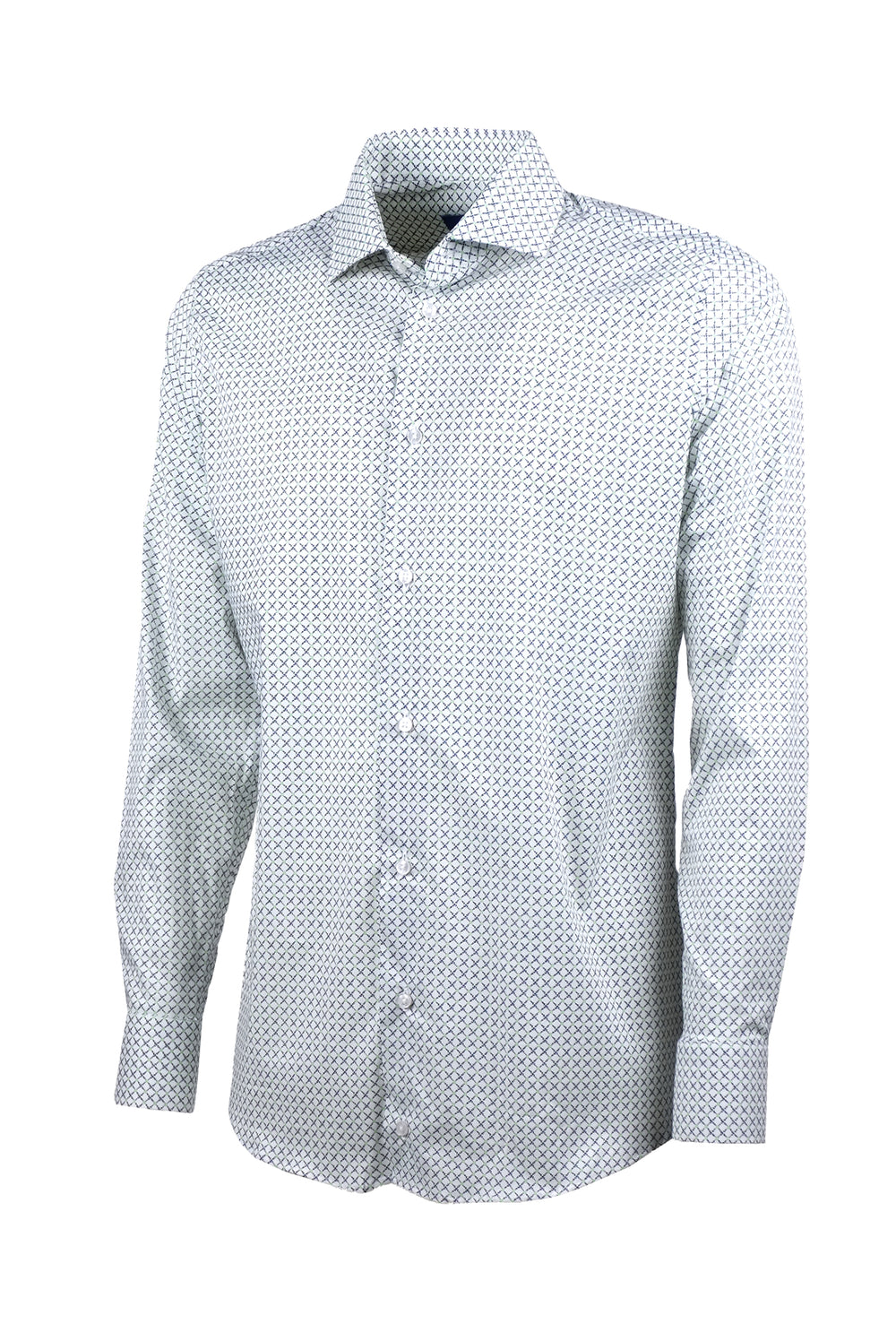 CAMICIA UOMO MICRO FANTASIA MANICA LUNGA IN COTONE COLLO FRANCESE