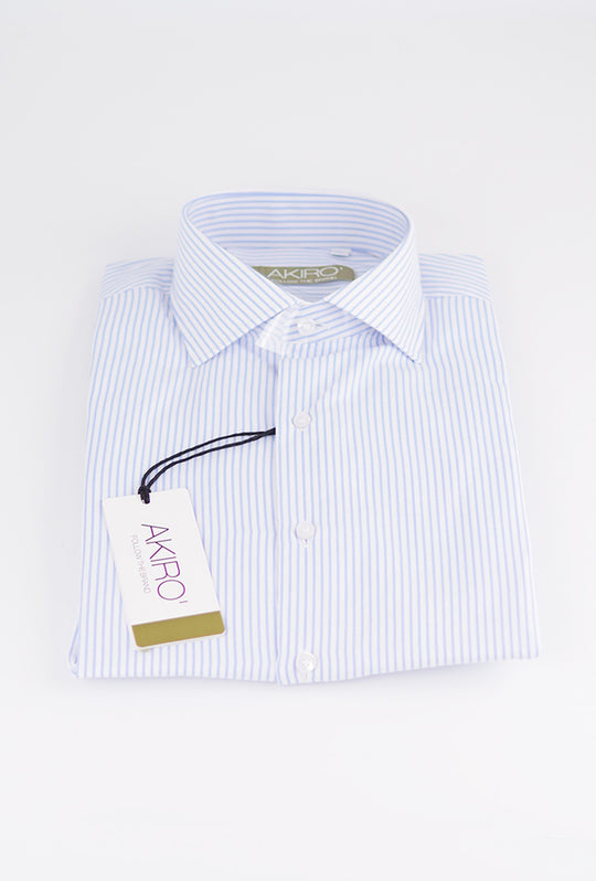 Camicia Uomo Manica Lunga trama rigata Slim Fit Made in italy Dresserd Camicie - AZZURRO