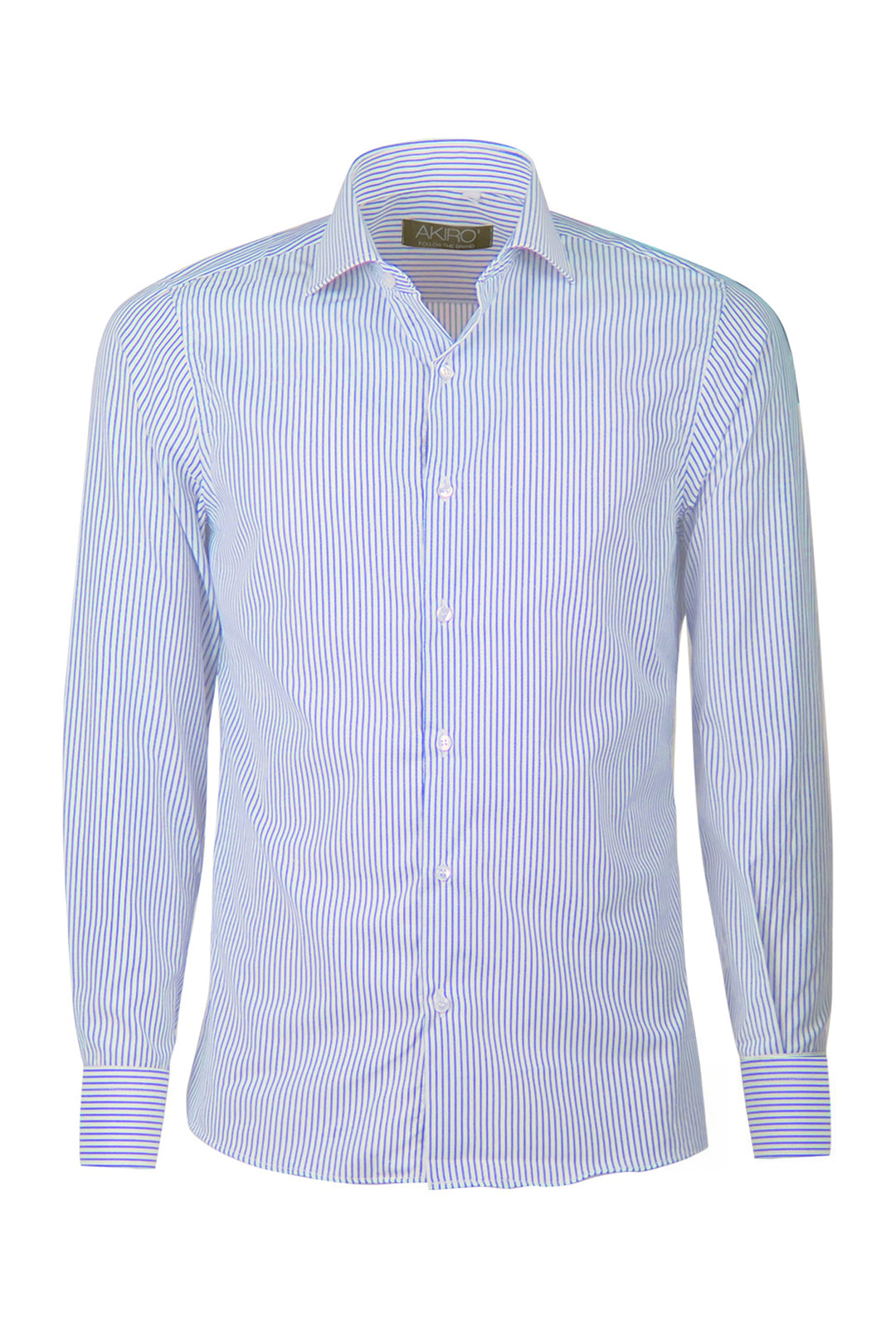 Camicia Uomo Manica Lunga trama rigata Slim Fit Made in italy Dresserd Camicie - AZZURRO