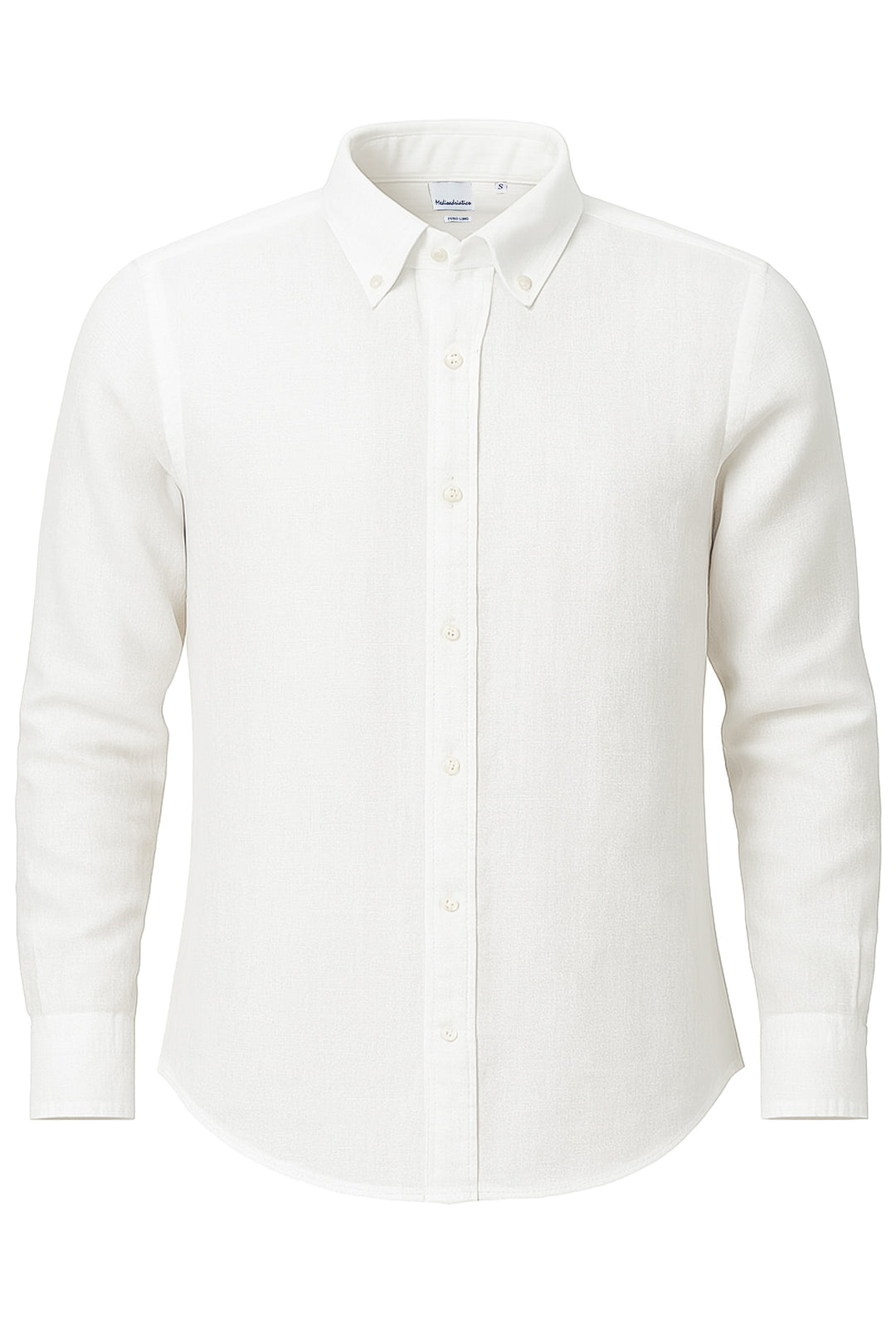 Camicia Uomo Manica lunga in Puro lino Custom Fit Button Down - BIANCO