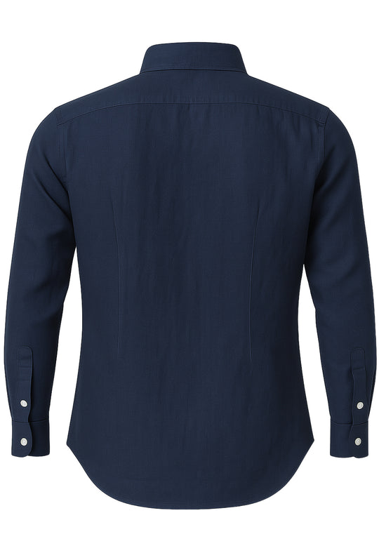 Camicia Uomo Manica lunga in Puro lino Custom Fit Button Down - BLU