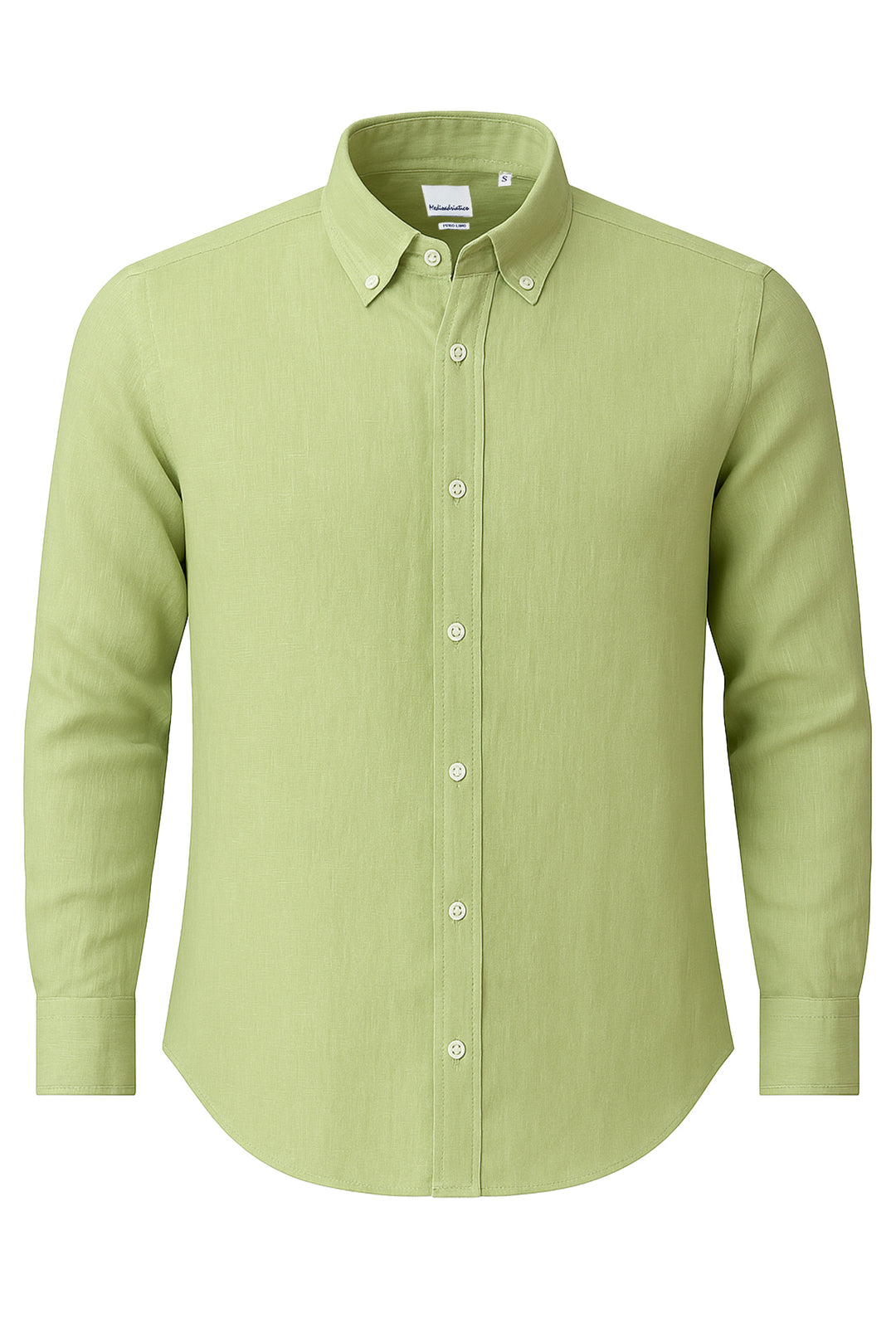 Camicia Uomo Manica lunga in Puro lino Custom Fit Button Down - VERDE SALVIA