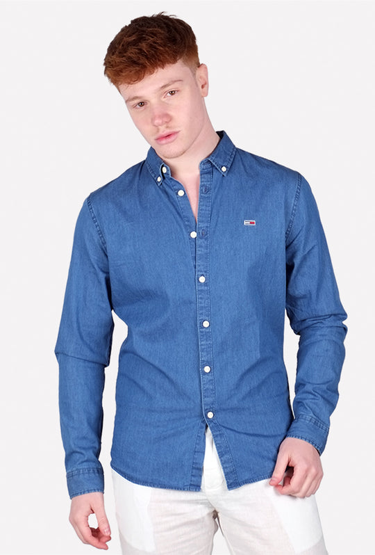 Camicia Uomo Tommy Jeans manica lunga colorazione chiara Camicie Dresserd