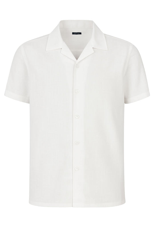 Camicia Uomo Mezza manica Dresserd Lino Viscosa - BIANCO