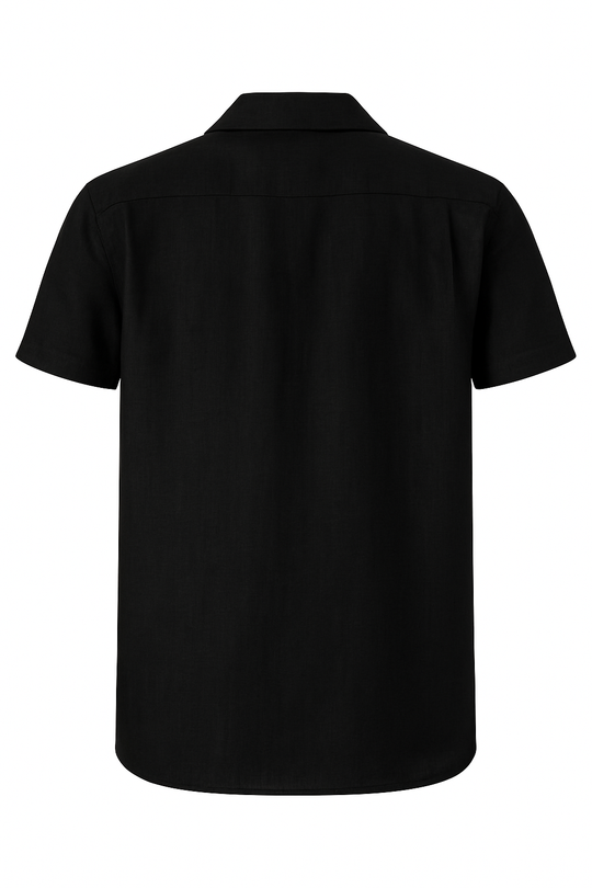 Camicia Uomo Mezza manica Dresserd Lino Viscosa - NERO