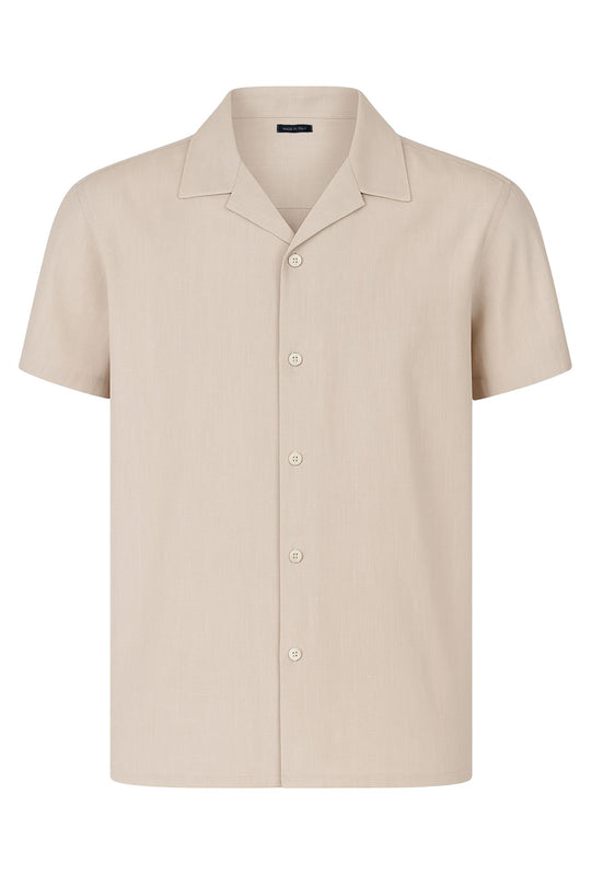 Camicia Uomo Mezza manica Dresserd Lino Viscosa - BEIGE