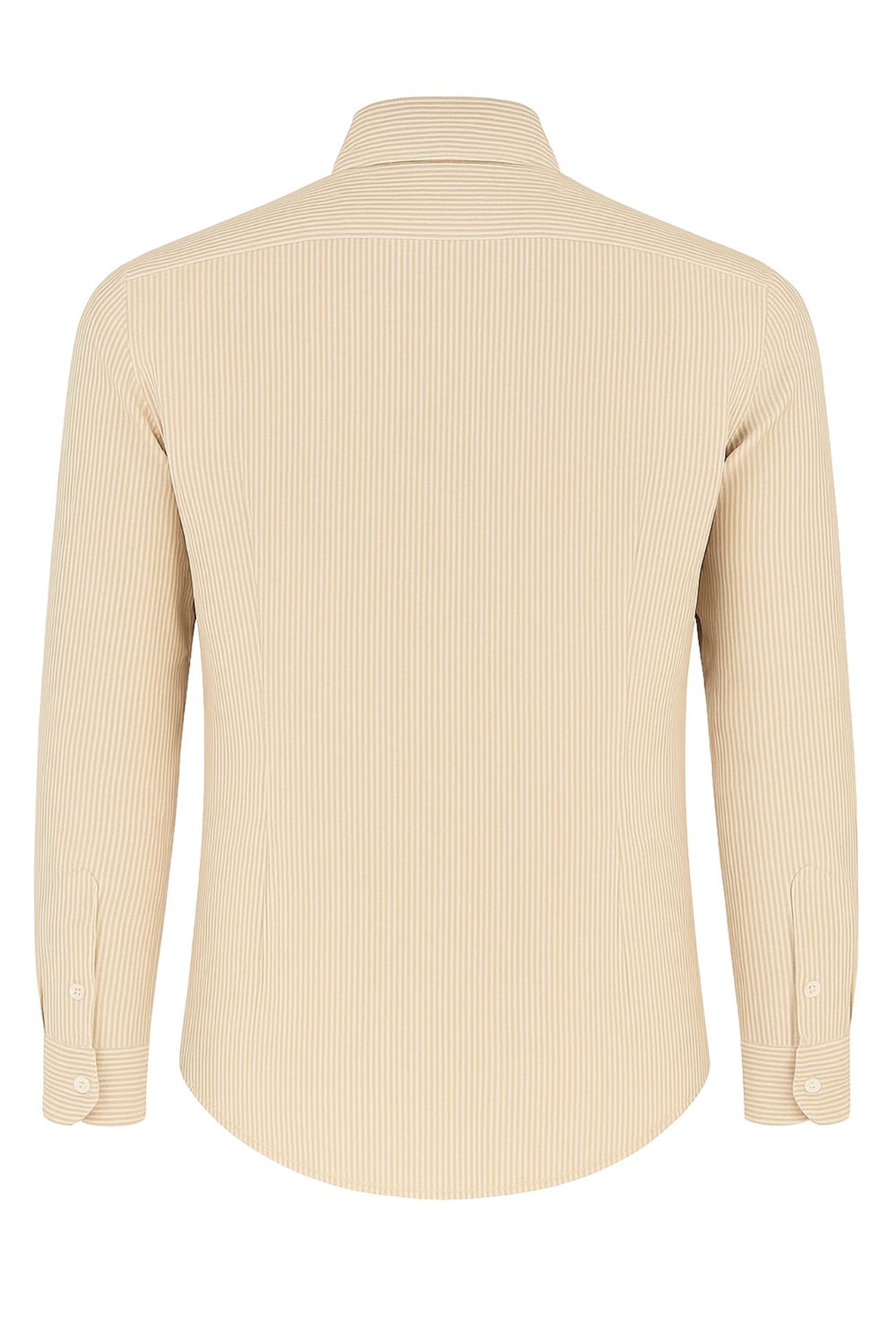 Camicia Uomo in lino manica lunga Trama rigata - BEIGE