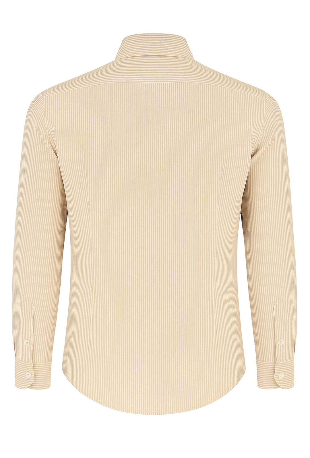 Camicia Uomo in lino manica lunga Trama rigata - BEIGE