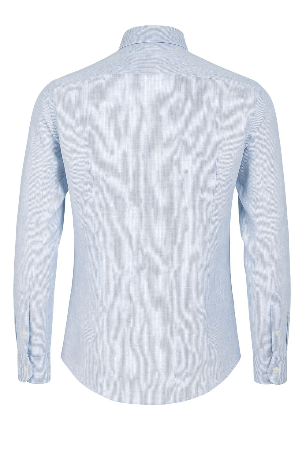 Camicia Uomo lino cotone trama rigata semi slim fit - CELESTE