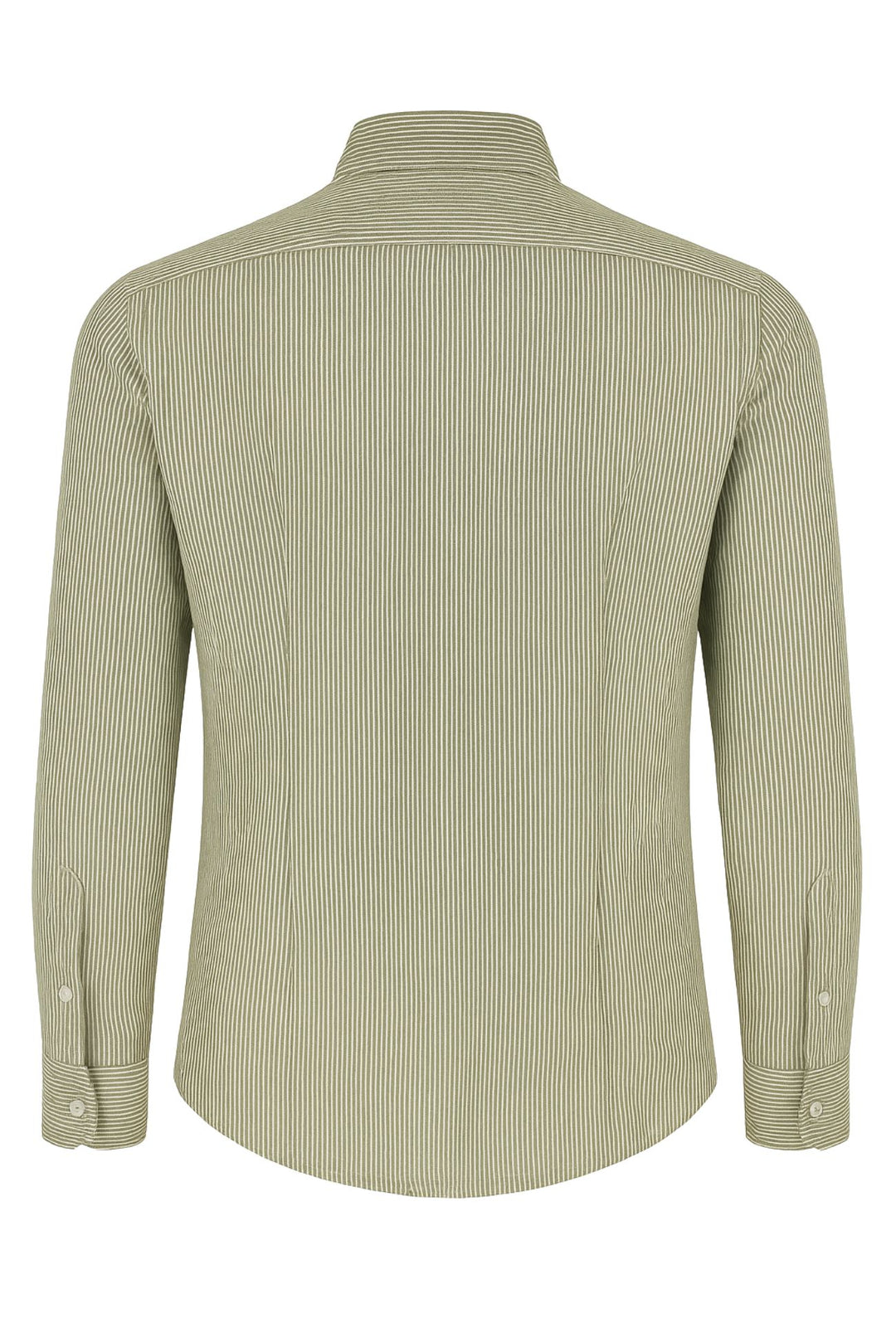 Camicia Uomo in lino manica lunga Trama rigata - VERDE