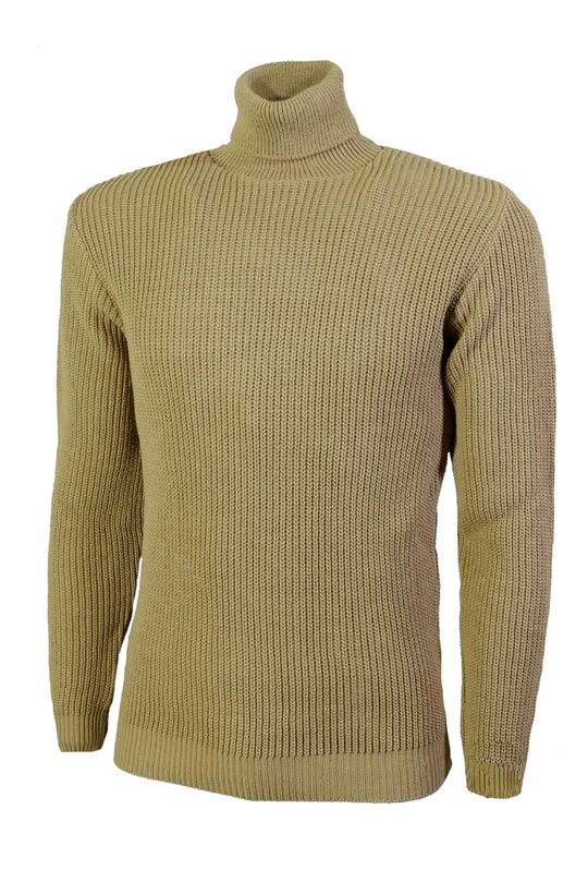 Maglia Uomo dolcevita maglione collo alto Invernale Maglie Trama Pesante Dresserd - CAMMELLO