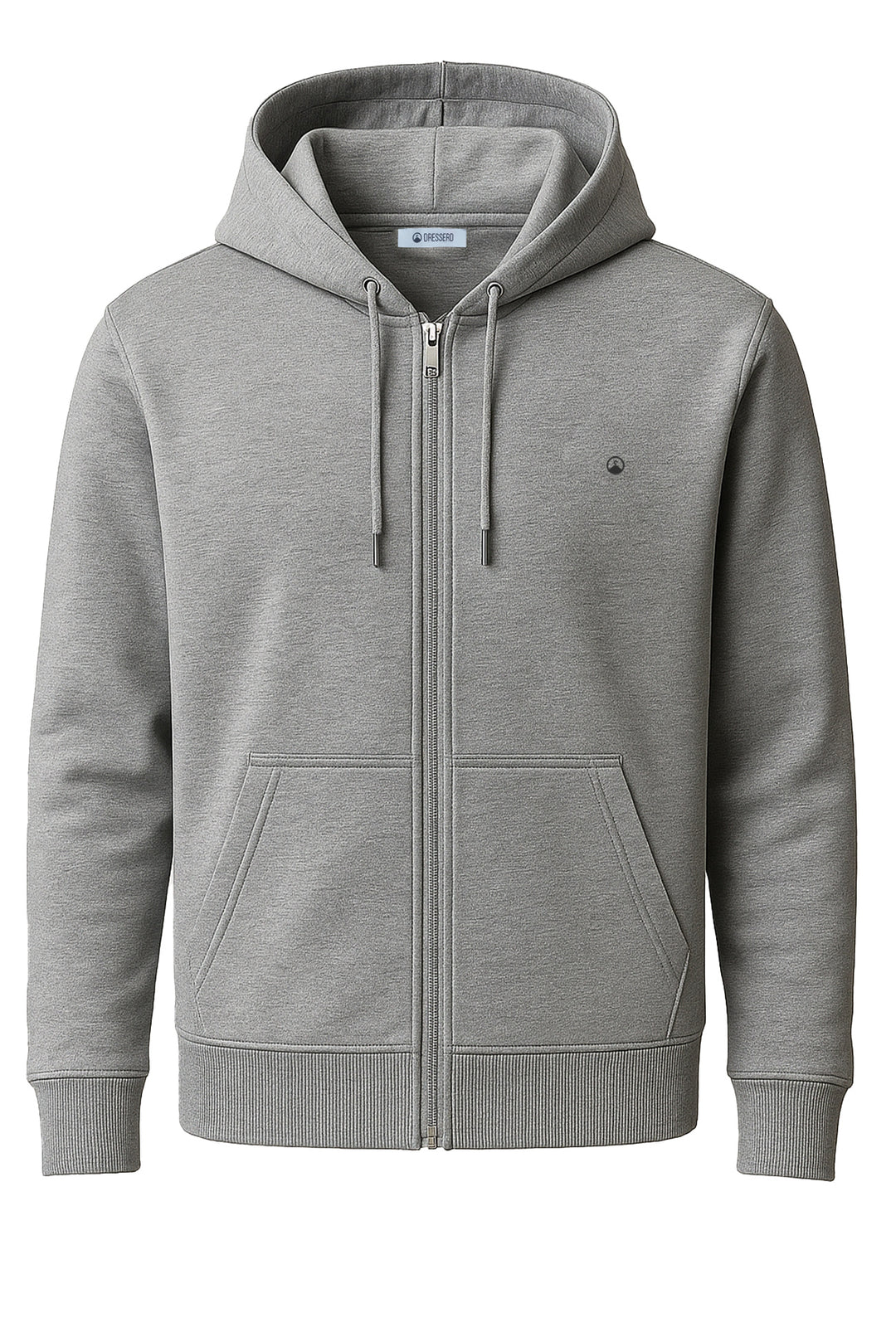 Felpa uomo con cappuccio Full Zip dresserd felpata - GRIGIO